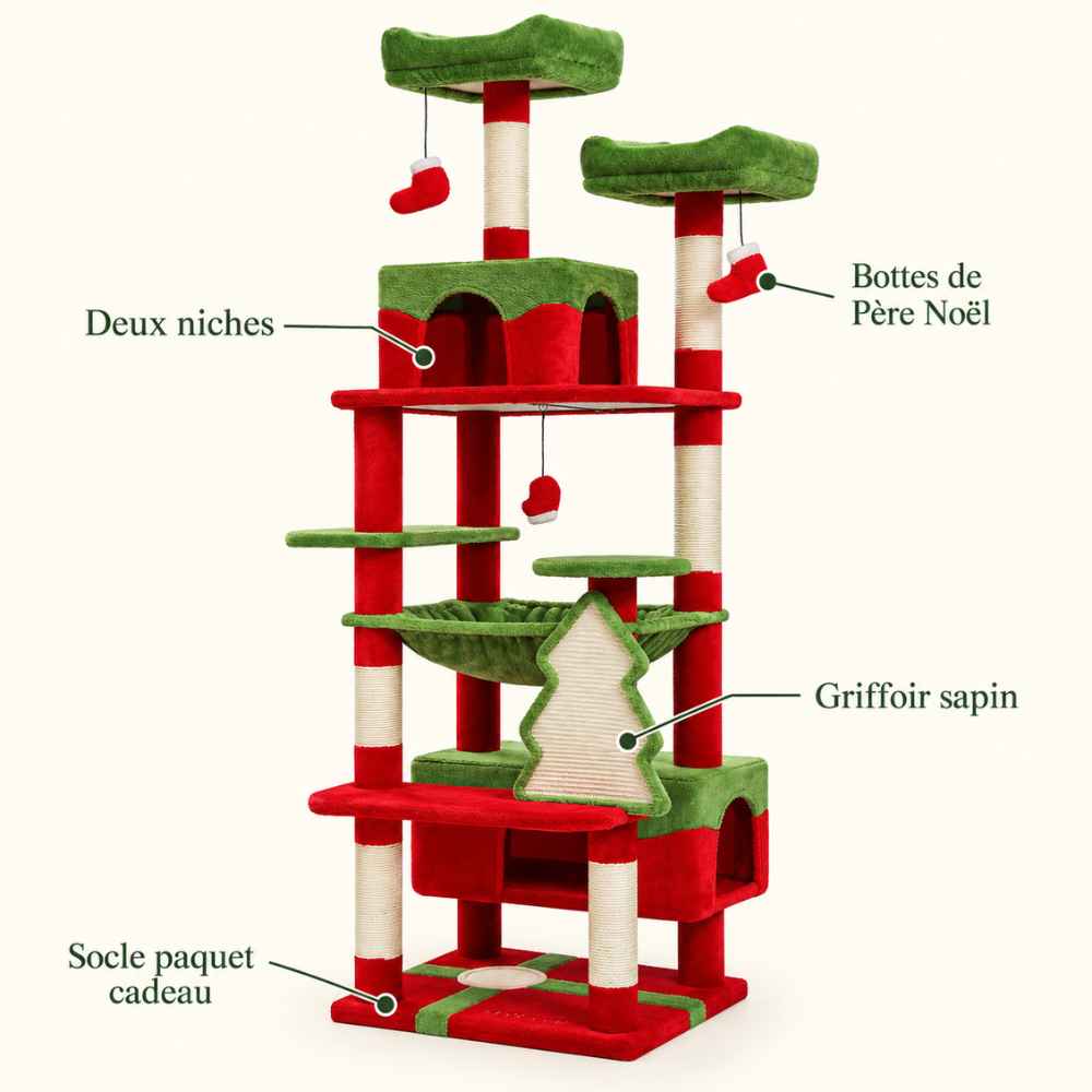 Arbre à chat Réveillon 184 cm, édition Noël