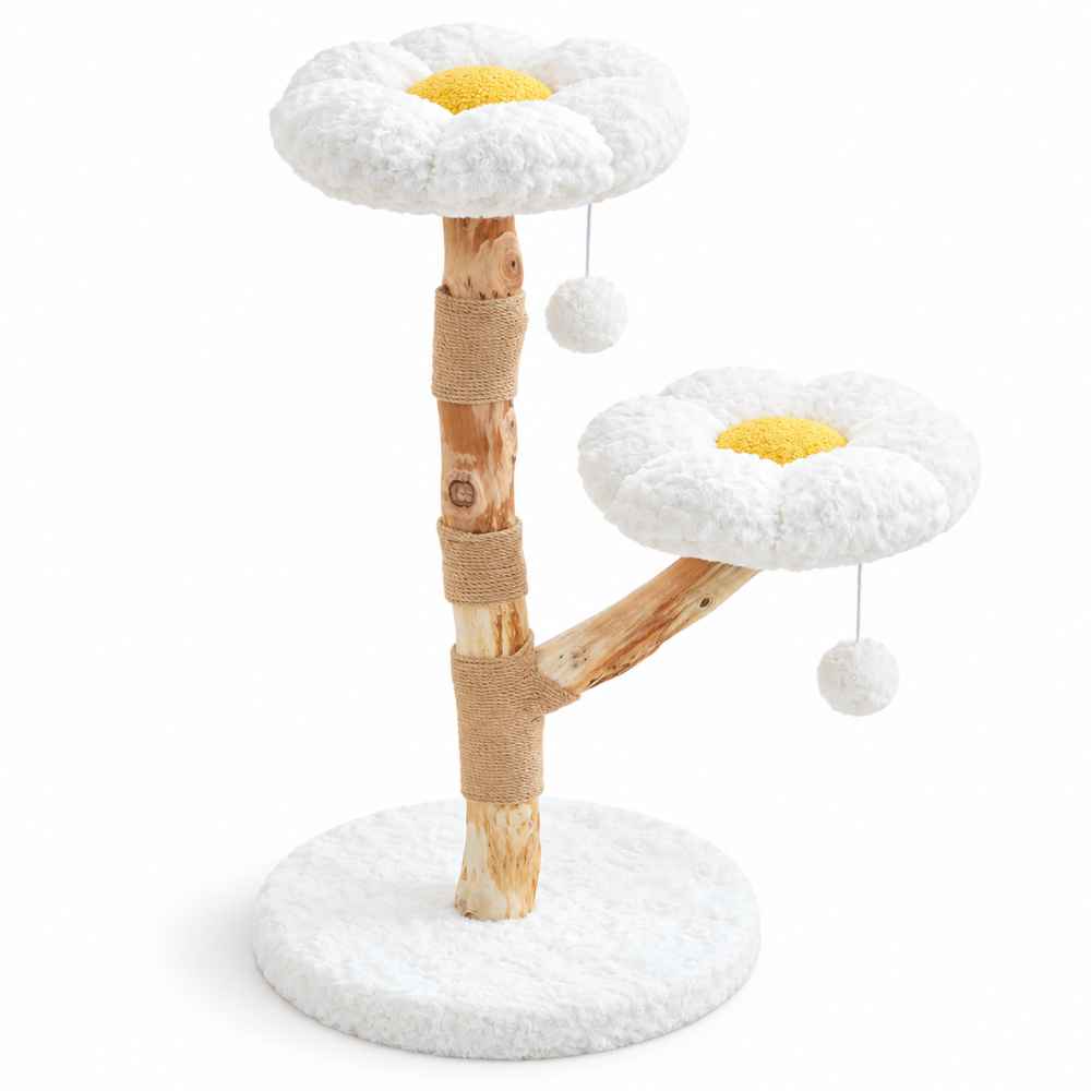 Arbre à chat Marguerite en bois naturel