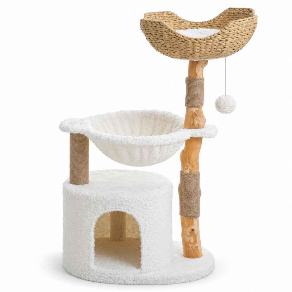 Arbre à chat Nuage en bois naturel