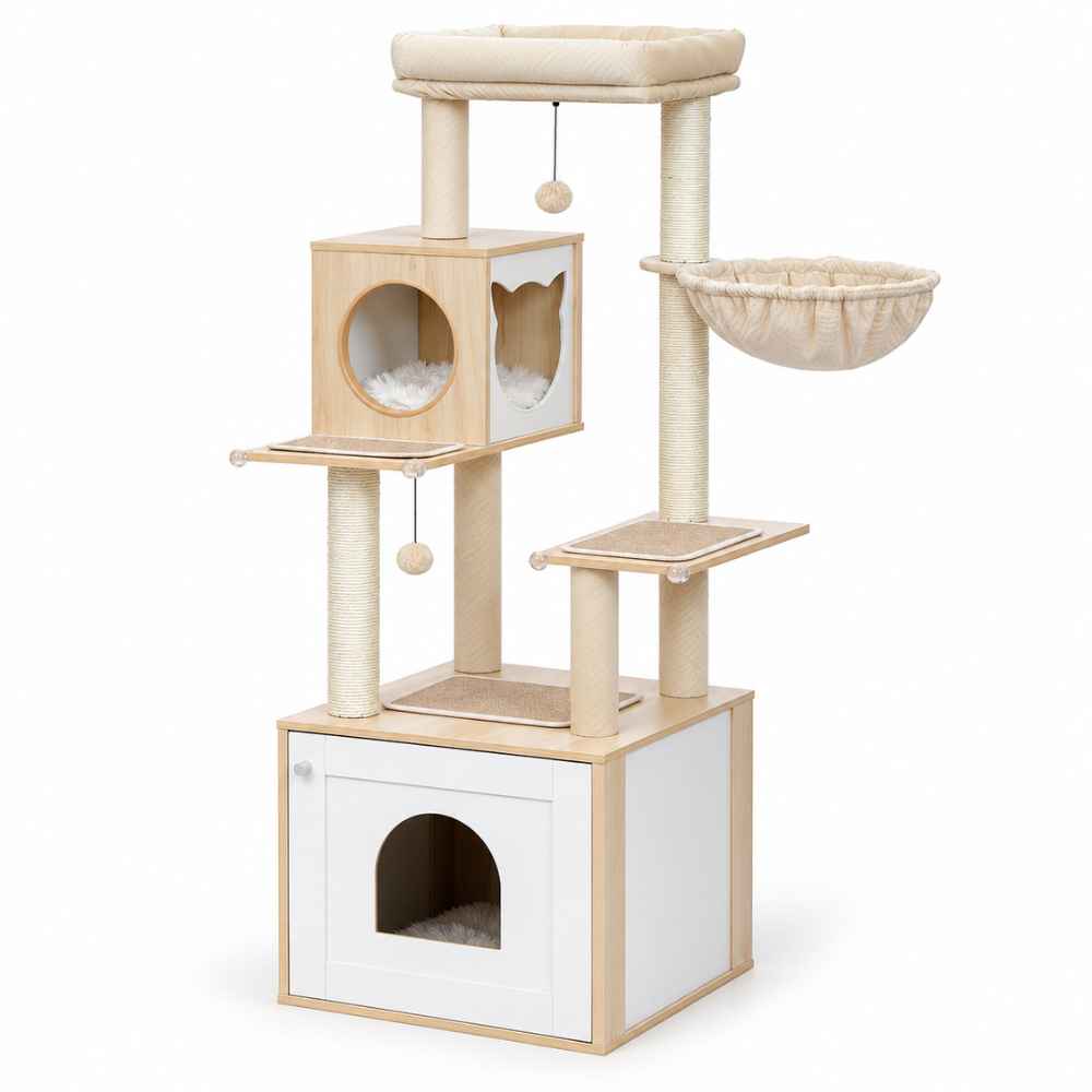 Arbre à chat Scandi avec cache-litière