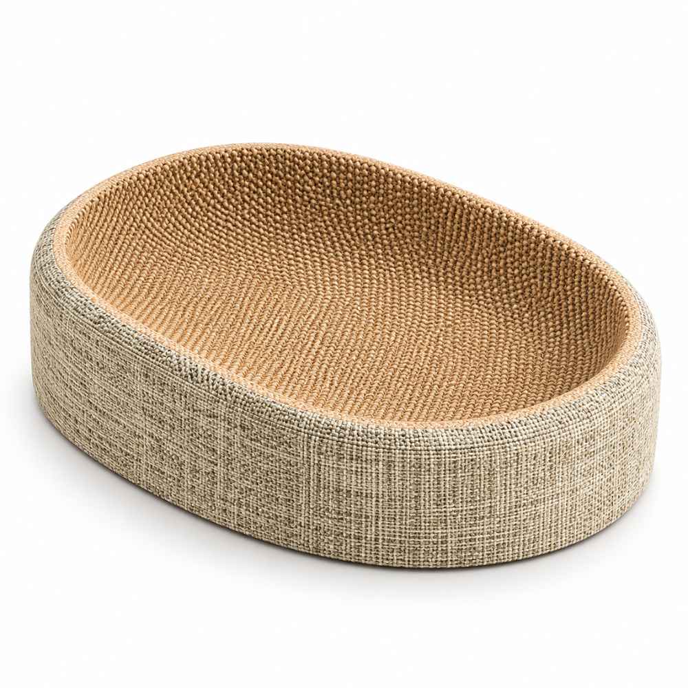 Panier griffoir ovale pour chat en sisal