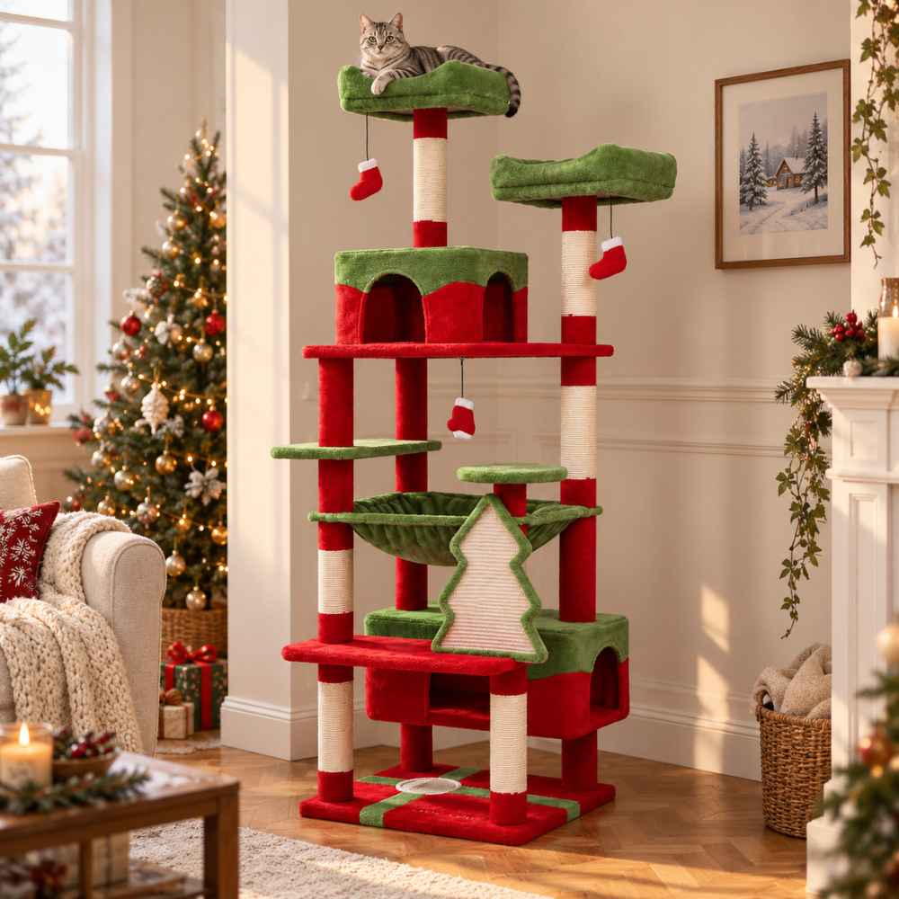 Arbre à chat Réveillon 184 cm, édition Noël