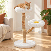 Arbre à chat Marguerite en bois naturel