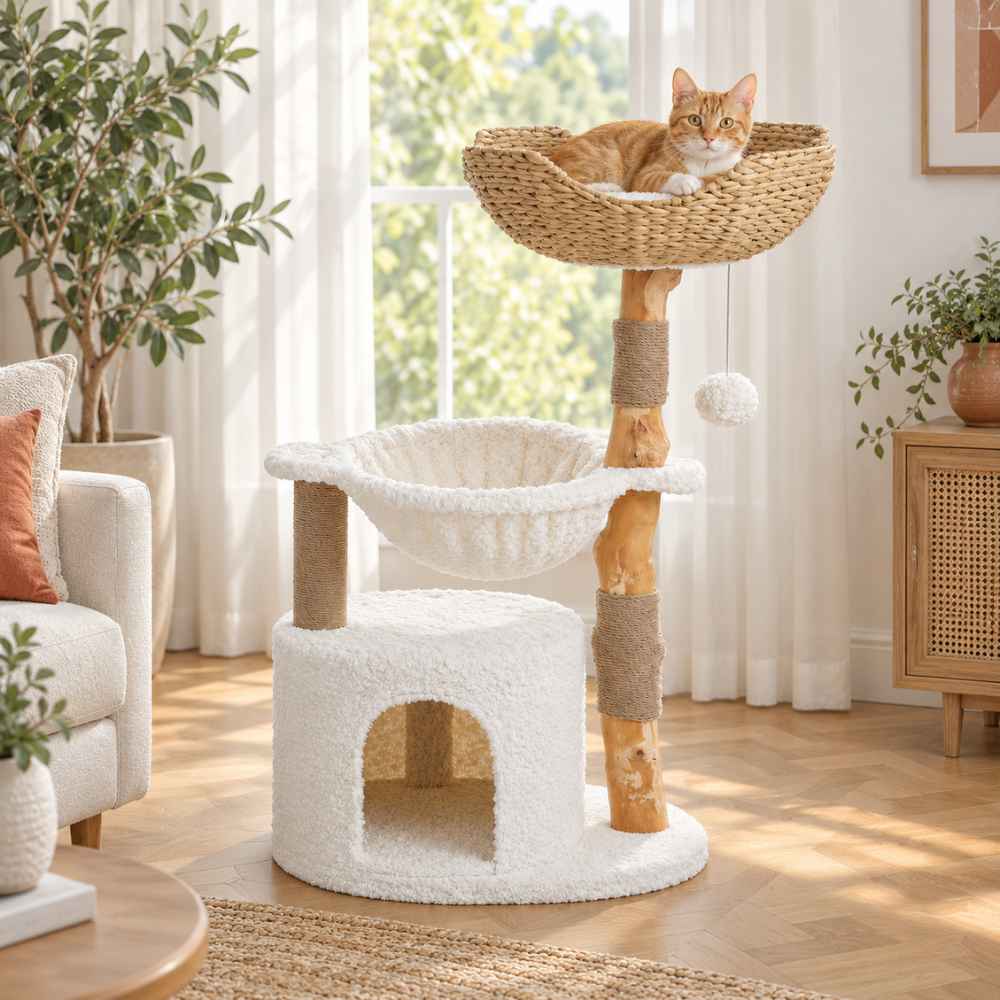 Arbre à chat Nuage en bois naturel
