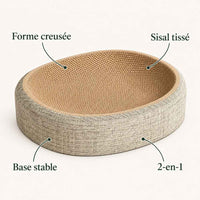 Panier griffoir ovale pour chat en sisal