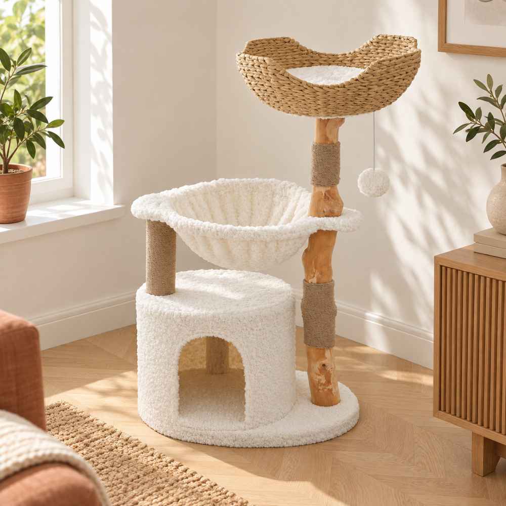 Arbre à chat Nuage en bois naturel