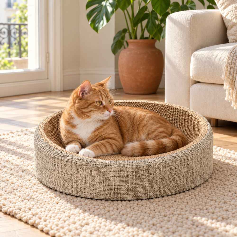 Panier griffoir ovale pour chat en sisal