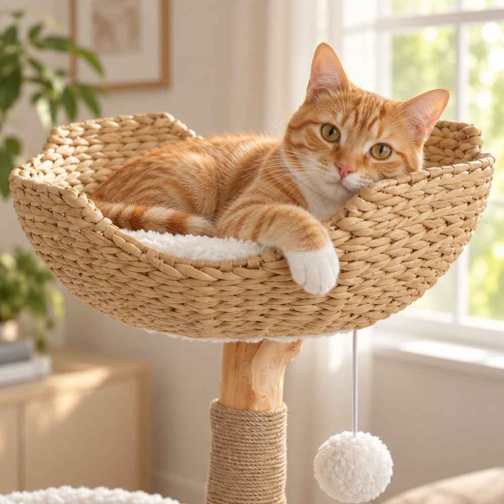 Arbre à chat Nuage en bois naturel