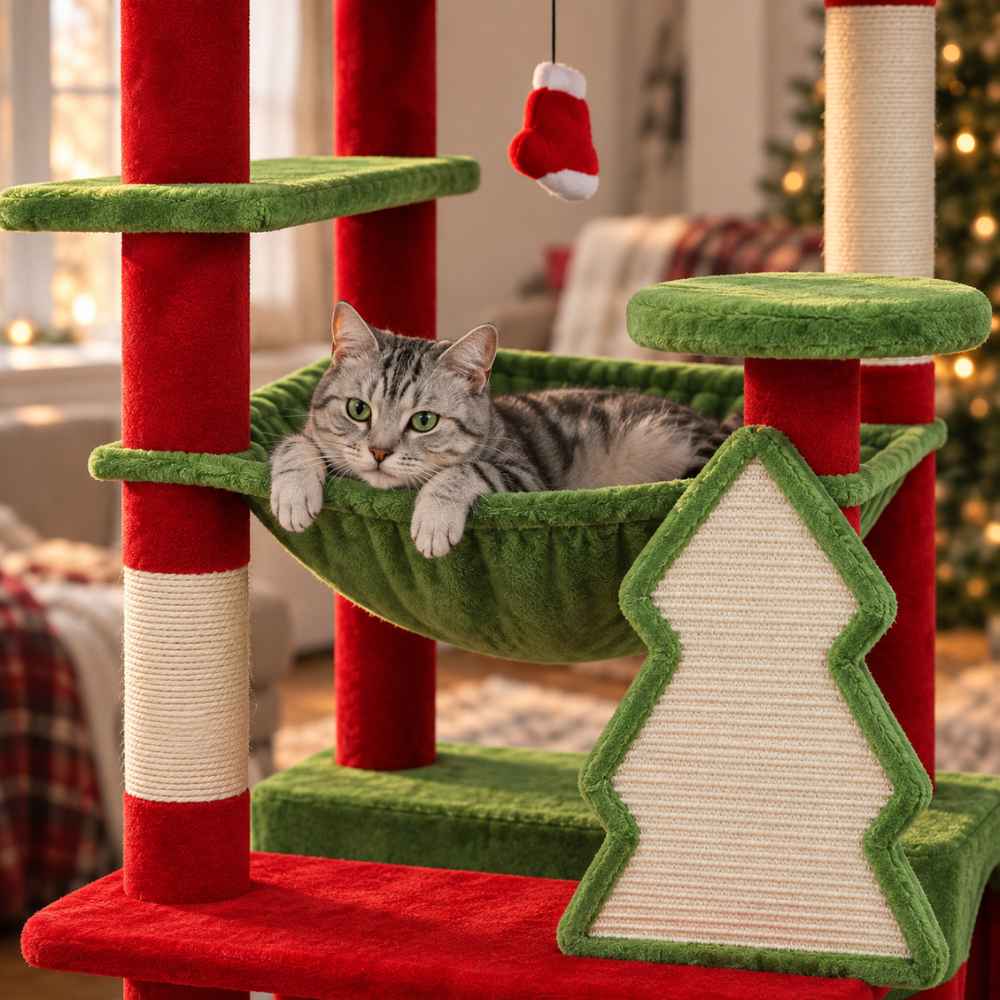 Arbre à chat Réveillon 184 cm, édition Noël