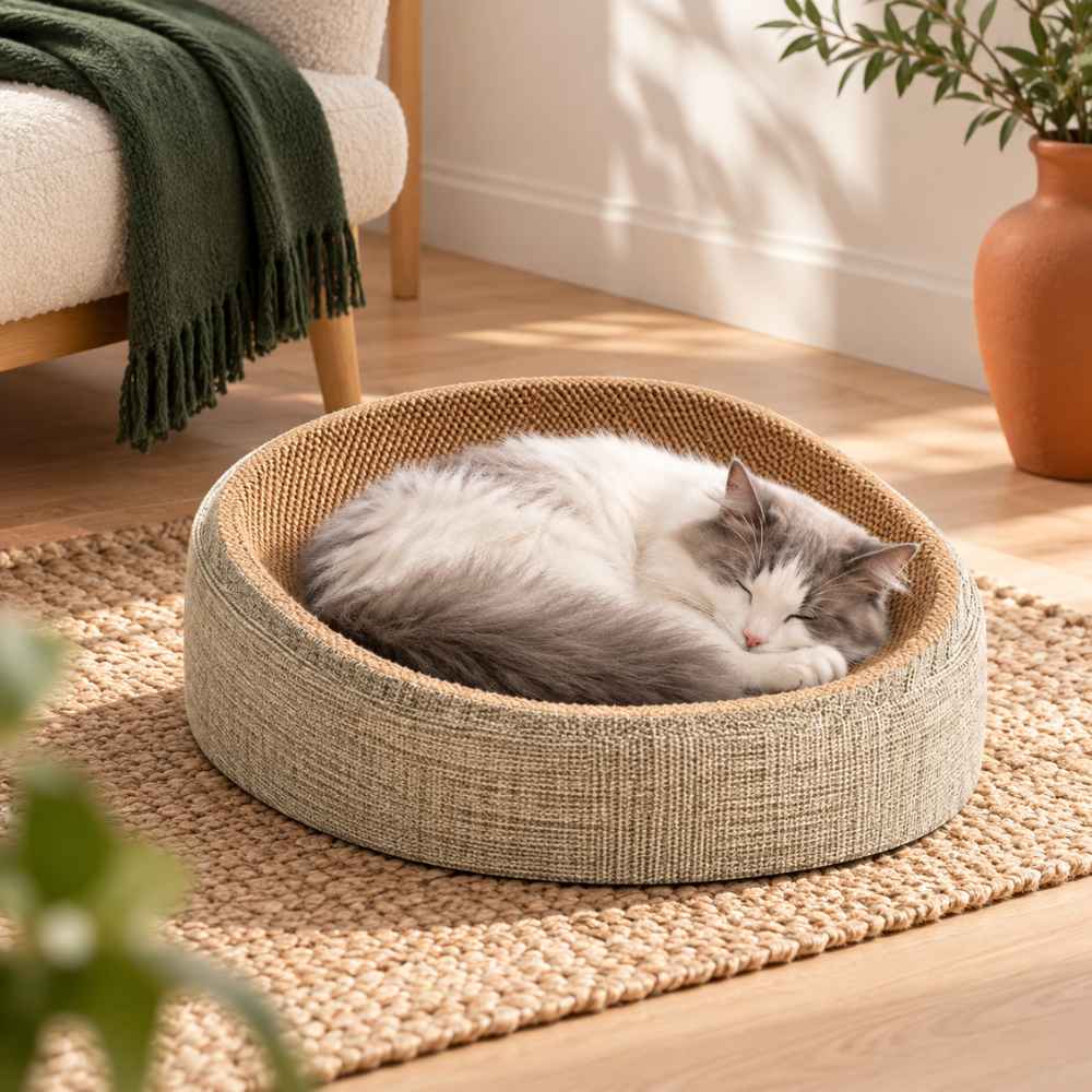 Panier griffoir ovale pour chat en sisal