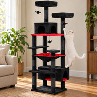 Arbre à chat Nocturne 184 cm, noir et rouge
