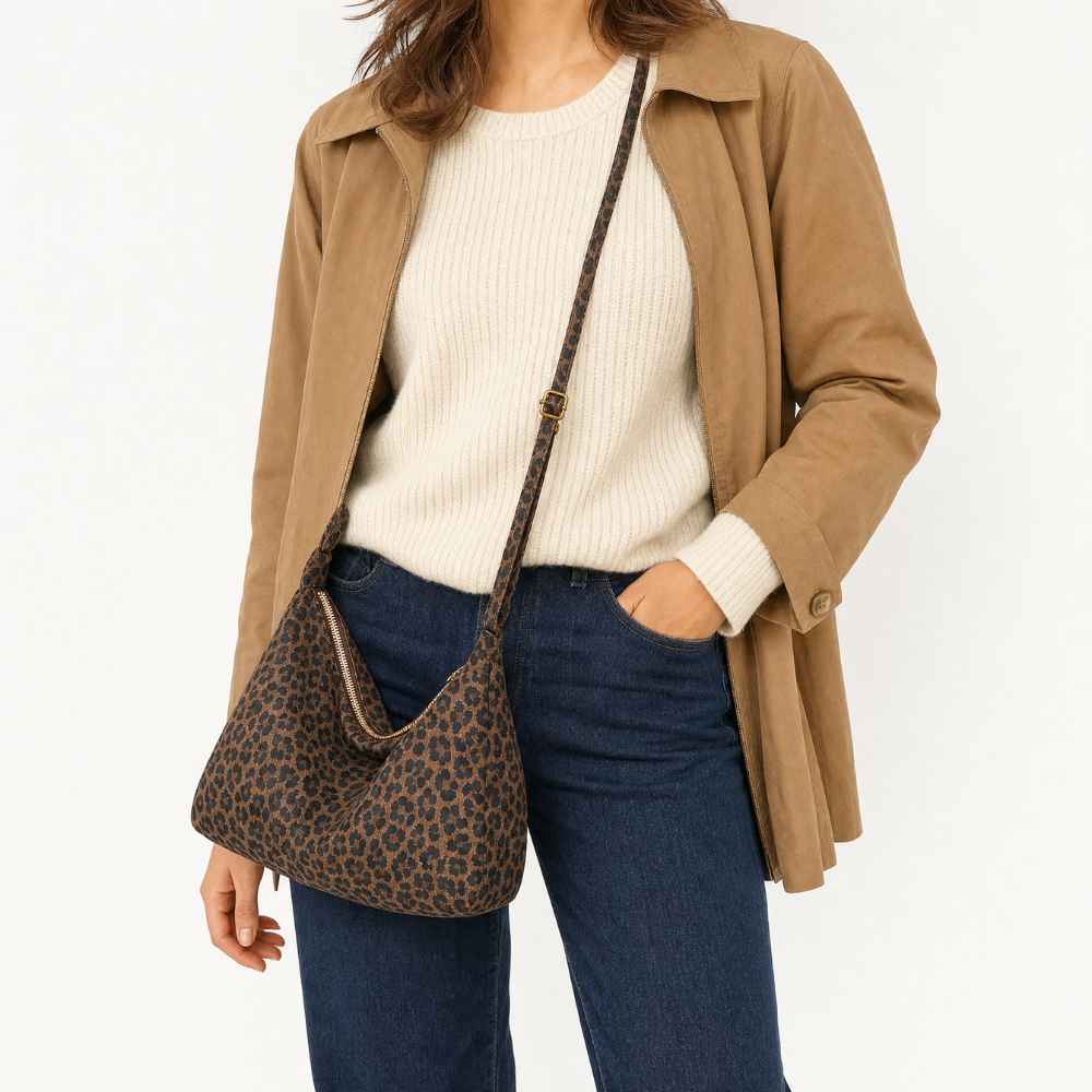 Sac bandoulière léopard souple grand format