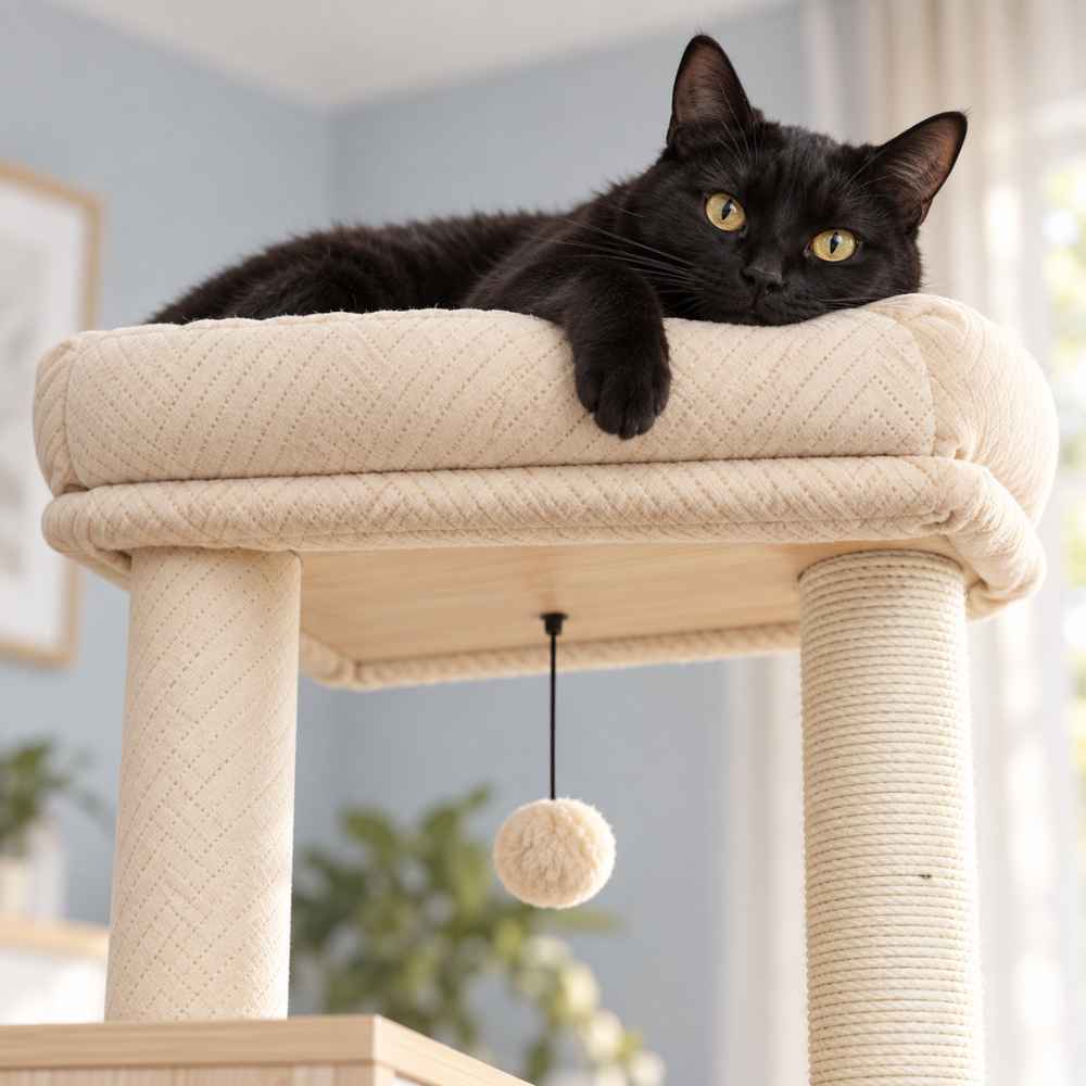 Arbre à chat Scandi avec cache-litière
