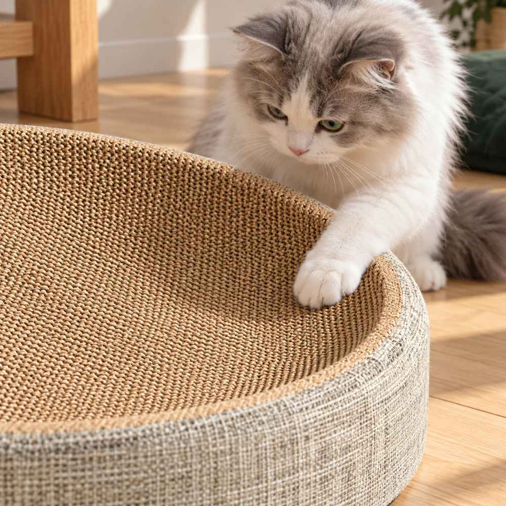 Panier griffoir ovale pour chat en sisal