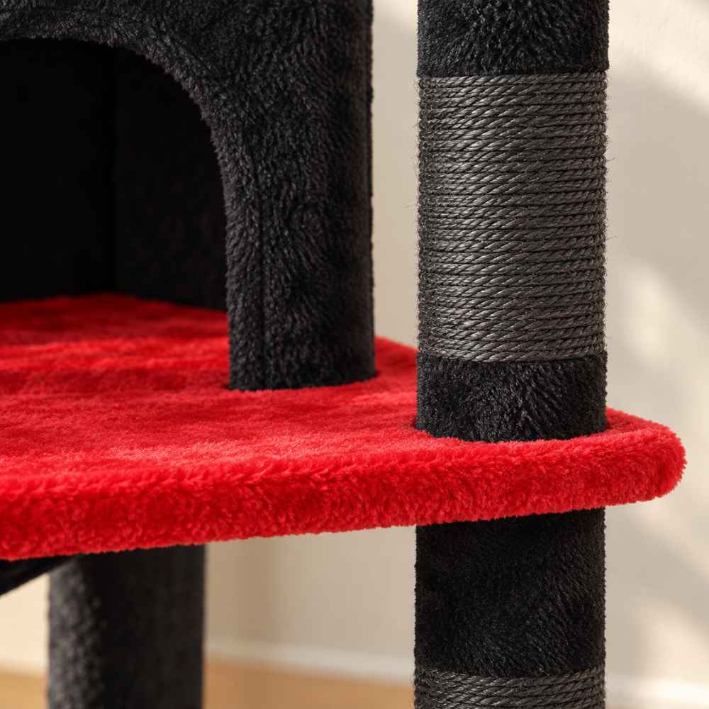 Arbre à chat Nocturne 184 cm, noir et rouge