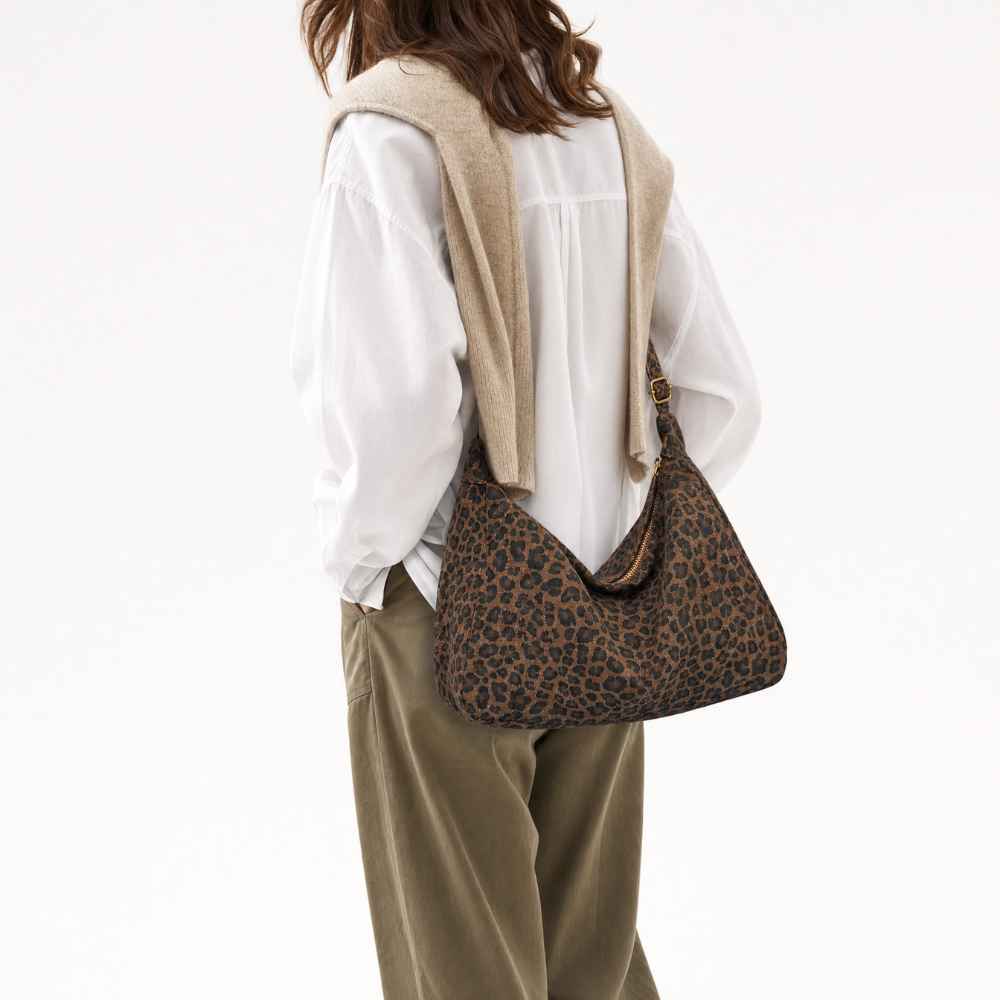 Sac bandoulière léopard souple grand format
