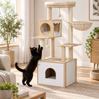 Arbre à chat Scandi avec cache-litière