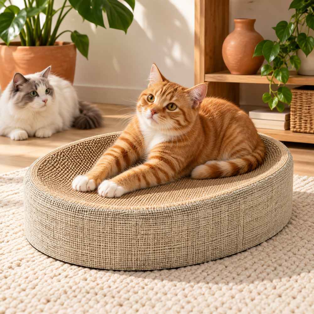 Panier griffoir ovale pour chat en sisal