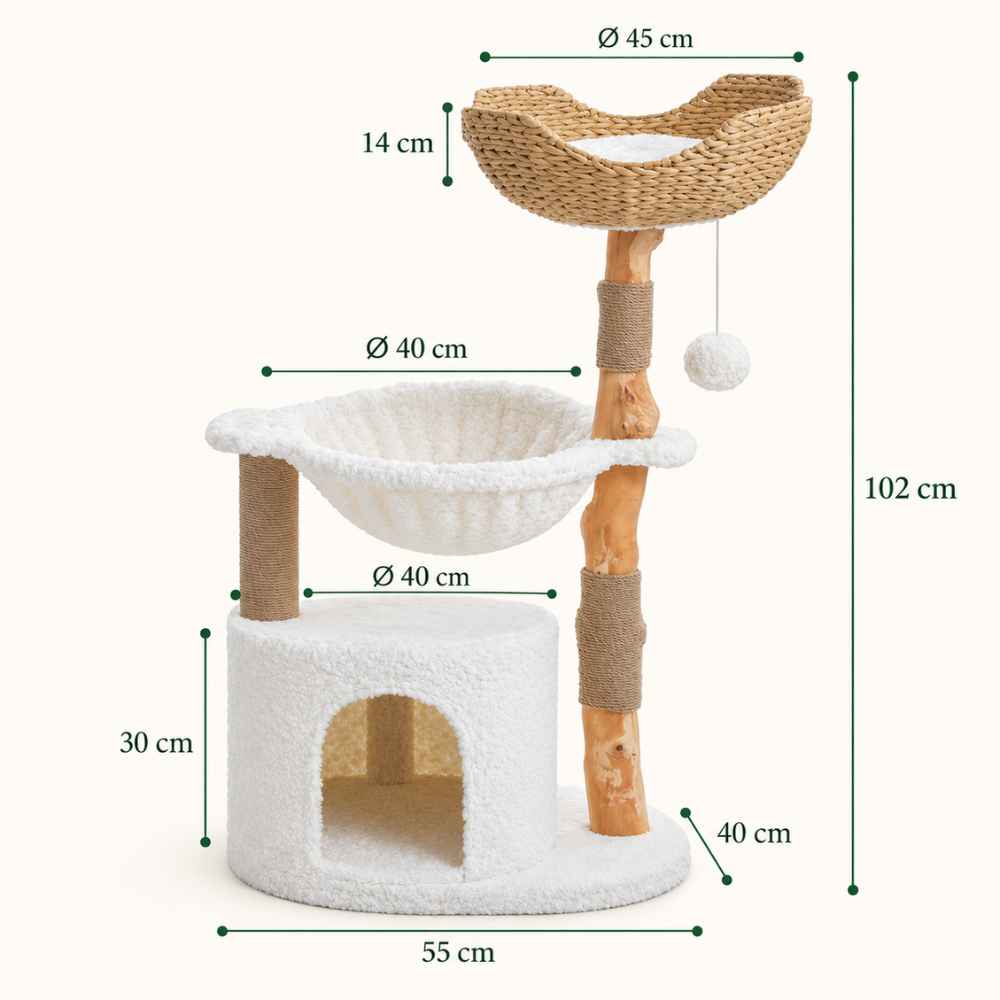 Arbre à chat Nuage en bois naturel